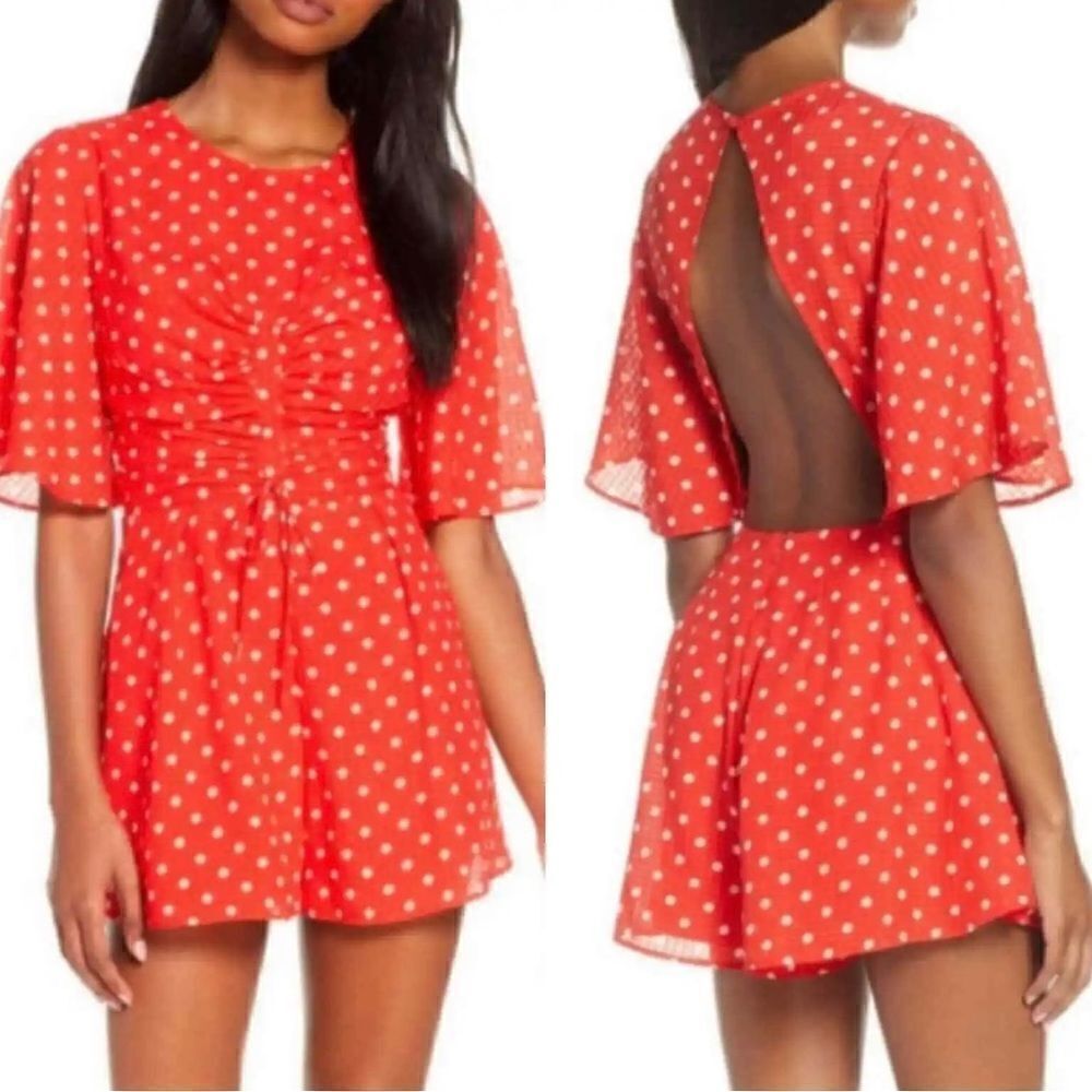 Revolve Finders Keepers Red Polka Dot Romper Jumpsuit NWOT